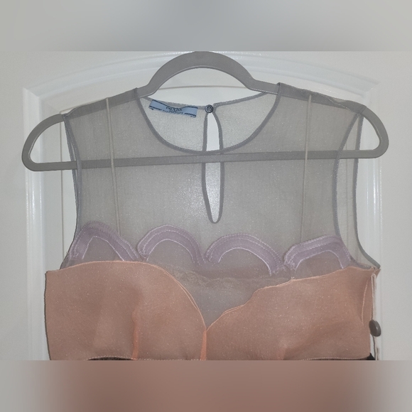 NWT PRADA PLEATED COLORBLOCK ORGANZA DRESS SIZE IT 40 / US 4 - Picture 7 of 15